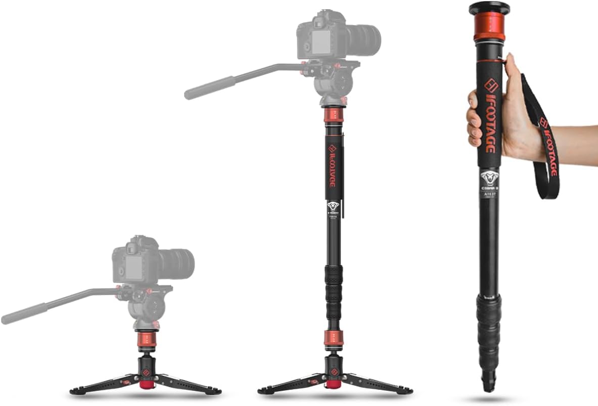 IFOOTAGE Monopod for Camera Cobra 3 A180T, Quick Adjust Monopod with Feet,Height to 71"/180cm,Walking Stick,CB3 Base Tripod,for Camera Photography,Travel,Payload up to 17.64 lbs/8 KG
