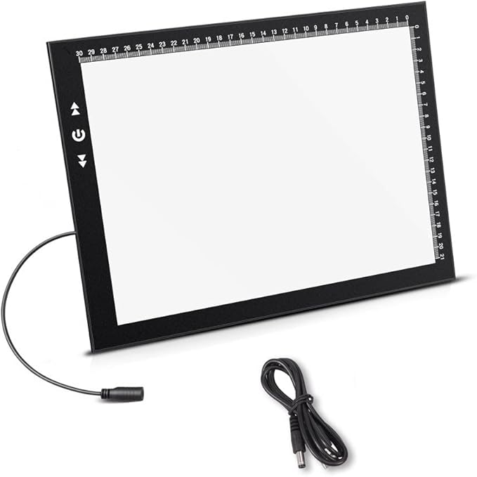 HSK A4 LED Light Box Light Pad Lock/Unlock Modes Touch Dimmer Button Dimmer 5 Level Brightness Led 7000 Lux for Tatoo,Trace, Drawing,Animation, Sketching,Diamond Painting-BubblyBeeBaby