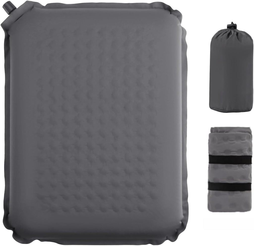 Self-Inflating Airplane Seat Cushion for Long Flights – Portable Travel Cushion Airplane Seat - Memory Foam Travel Seat Cushion Providing Pressure Relief and Premium Comfort (Extra Large Grey)