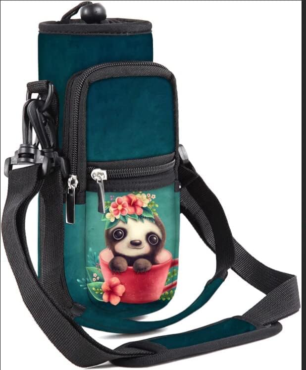 25/32/40/64oz Water Bottle Bag Holder Carrier-Insulated Crossbody Sling Case Sleeve with Strap & Pockets for Men Women Gym Cycling Travel Walking Hiking Camping-BubblyBeeBaby