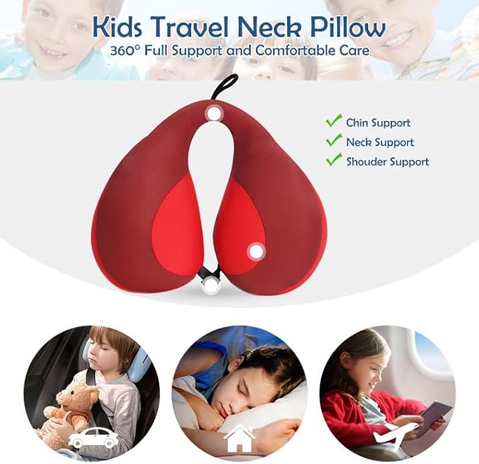 MOOB Kids Pillow for Car Seat Kids Travel Neck Pillow U-Shape Protection Headrest Air Cushion Child Car Seat Pillow-BubblyBeeBaby