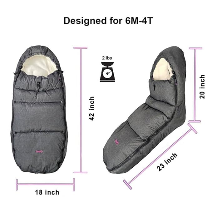 Funlife Anti-Kick Waterproof High Performance Winter Stroller Footmuff Fits All Travel Gear,Front Piece Height Adjustable and Removable,M6-4T-BubblyBeeBaby