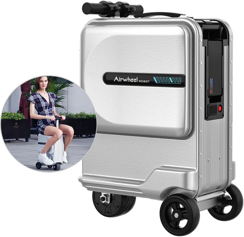 Airwheel 20 Inch Smart Rideable Suitcase Electric Luggage Scooter Carry On Luggage (silver)