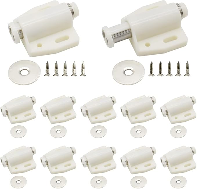 12Pack Magnetic Touch Push to Open Door Latch for Heavy Duty Door Push Release Latch Kitchen Drawer Push Catch Pop Out Latch Kitchen Closet Door Closing (White)-BubblyBeeBaby