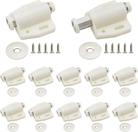 12Pack Magnetic Touch Push to Open Door Latch for Heavy Duty Door Push Release Latch Kitchen Drawer Push Catch Pop Out Latch Kitchen Closet Door Closing (White)-BubblyBeeBaby