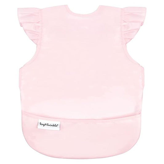 Tiny Twinkle Mess Proof Baby Bib - Waterproof & Lightweight Baby-Led Weaning Apron | 100% Recycled Polyester, Easy Clean & Machine Washable (Rose, Small 6-24 Months)-BubblyBeeBaby