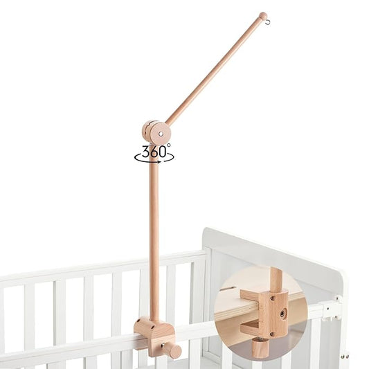 HI BABY MONMENT Crib Mobile Arm - Rotating Baby Mobile Hanger, Natural Beech Wood, Mobile Stand for Crib Nursery Decor, Perfect for Baby Girl or Boys-BubblyBeeBaby