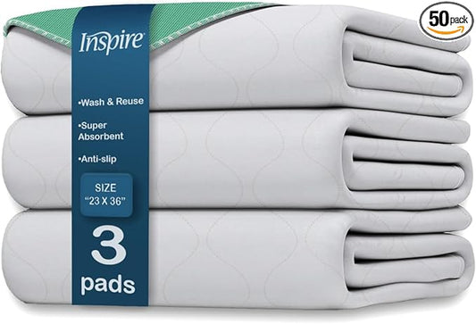 Inspire Super and Ultra Absorbent Reusable Bed Pads (23" X 36" Reusable 3 Pack)-BubblyBeeBaby