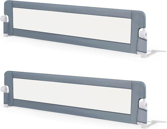 HONEY JOY Bed Rail for Toddlers, Extra Long, Foldable Portable Swing Down Safety Bed Guard Rail, Toddler Bed Rails for Crib, King Queen Full Twin Size Bed Mattress (Light Gray, 2 Pack, 71 Inch)-BubblyBeeBaby