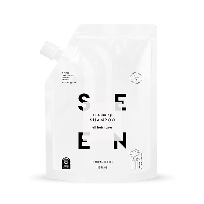 SEEN Shampoo Eco-Refill, Fragrance Free - Non-Comedogenic & Sulfate-Free Hair Shampoo- Dermatologist-Developed - Safe for Sensitive, Eczema & Acne Prone Skin-BubblyBeeBaby
