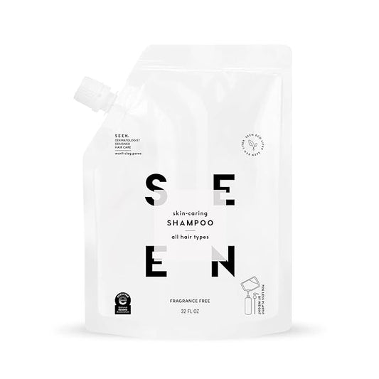 SEEN Shampoo Eco-Refill, Fragrance Free - Non-Comedogenic & Sulfate-Free Hair Shampoo- Dermatologist-Developed - Safe for Sensitive, Eczema & Acne Prone Skin-BubblyBeeBaby