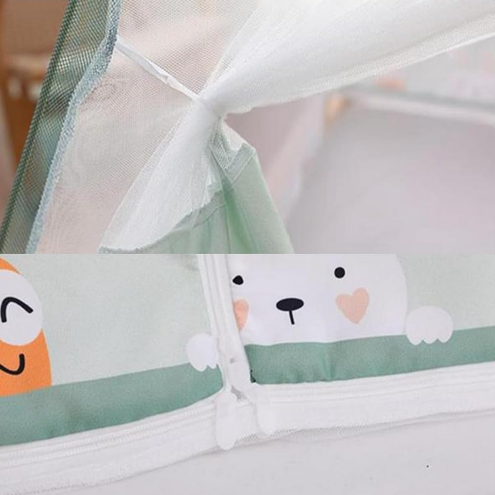 Pop-Up Mosquito Net Tent for Beds Portable Folding Canopy with Net Bottom, Fits Twin to King Size 79x71x59inch, Easy Install Wash for Baby Adults, Indoor Outdoor Use (Green RABIT-King Bed)