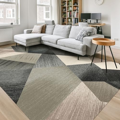 HOMFINE Washable Modern Area Rug - Geometric Style 9x12 Rugs for Living Room, Bedroom, Machine Washable Rug Soft Non Slip Non Shedding Area Rug - Green, 9'x12'-BubblyBeeBaby