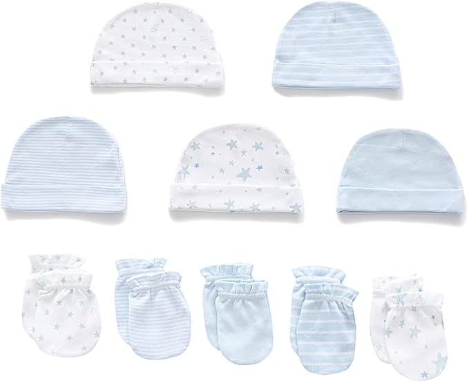 Newborn Baby Boy Girl Caps Mittens Socks Set Cotton Baby Essentials Accessories (Hats+Gloves+Socks)-BubblyBeeBaby