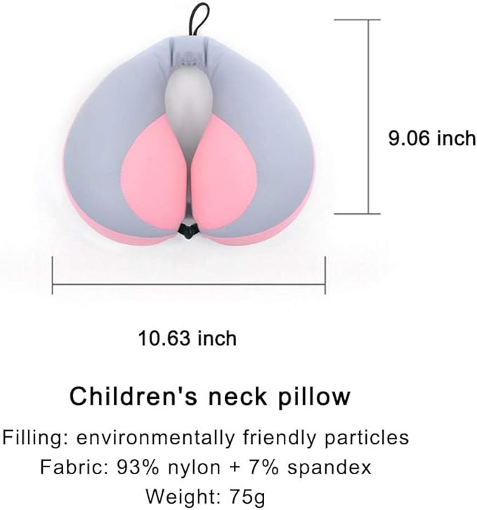 MOOB Kids Pillow Support Neck Pillow for Car & Airplane, Traveling Gifts for Toddler & Children U-Shape Car Seat Head Travel Neck Pillow Support Pink …-BubblyBeeBaby