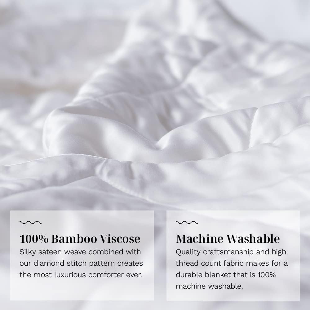 LUXOME Lightweight Blanket | 100% Rayon (Viscose) from Bamboo Fabric & Fill | King/Cal King - 98"x92" | Thermal-Regulating | White