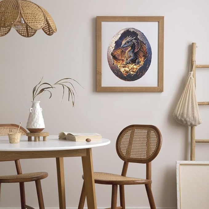 Jigfoxy Wooden Puzzle for Adults, Hatchling Dragon Wooden Jigsaw Puzzles for Adults, Unique Animal Shape Wood Cut Puzzles for Family Friend Puzzle Lovers(L-13.5 * 11.2in-257pcs)-BubblyBeeBaby