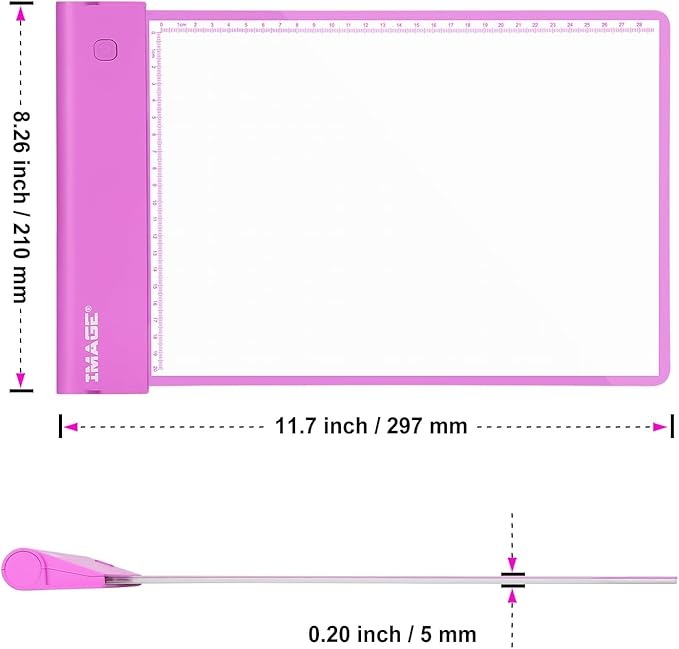 IMAGE Light Up Tracing Pad Pink Drawing Tablet Coloring Board for Kids Children to for Girls Boy (Includes 10 Traceable Sheets and Two Clips)-BubblyBeeBaby
