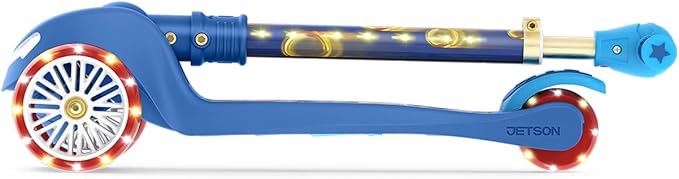 Jetson Character Kids Kick Scooter, LED Lights on Stem & Light-Up Wheels, Lightweight Frame, Height-Adjustable Handlebar, Lean-to-Steer System, Easy-Fold Mechanism-BubblyBeeBaby