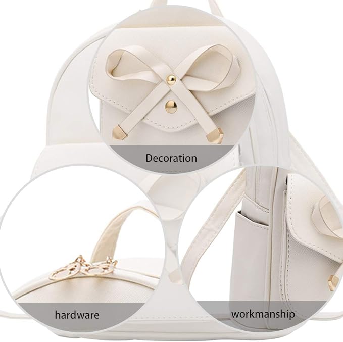 I IHAYNER Girls Bowknot Cute Leather Backpack Mini Backpack Purse for Women-BubblyBeeBaby