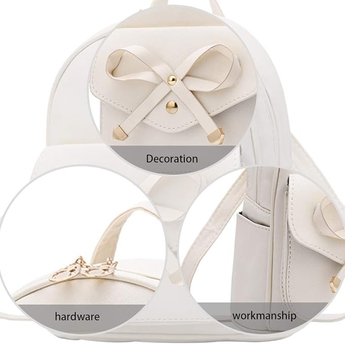 I IHAYNER Girls Bowknot Cute Leather Backpack Mini Backpack Purse for Women-BubblyBeeBaby