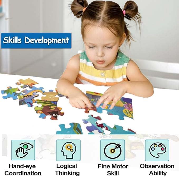 Jumbo Floor Puzzle for Kids, Large Jigsaw Puzzles 35 Piece for Kids Ages 3-5,Preschool Learning & Education Toys, Gifts for 4-8 Year Old Boys and Girls (Marine Animals 2)-BubblyBeeBaby