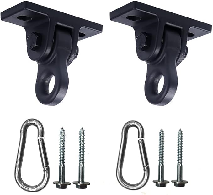 Heavy Duty Black Swing Hangers Screws Bolts Included Over 5000 lb Capacity Playground Porch Yoga Seat Trapeze Wooden Sets Indoor Outdoor 2 Pack-BubblyBeeBaby