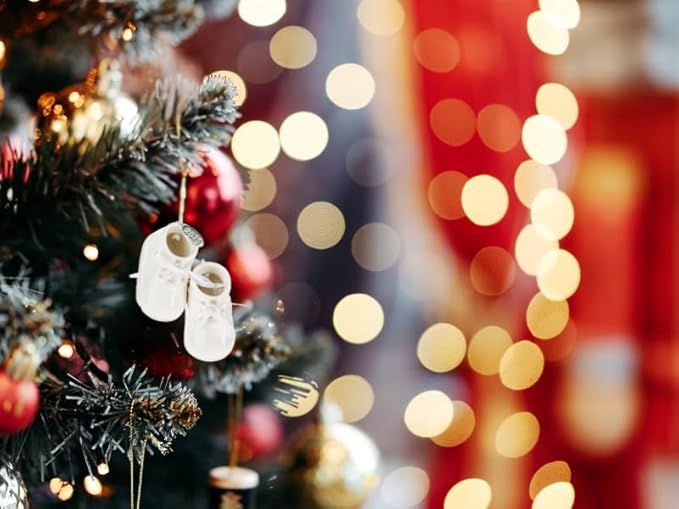 Ivory Baby Shoe Ornament Babys First Christmas Boy or Girl Ornament Cream Porcelain Baby Booties, Can Be Personalized, with Gift Box (2025)-BubblyBeeBaby