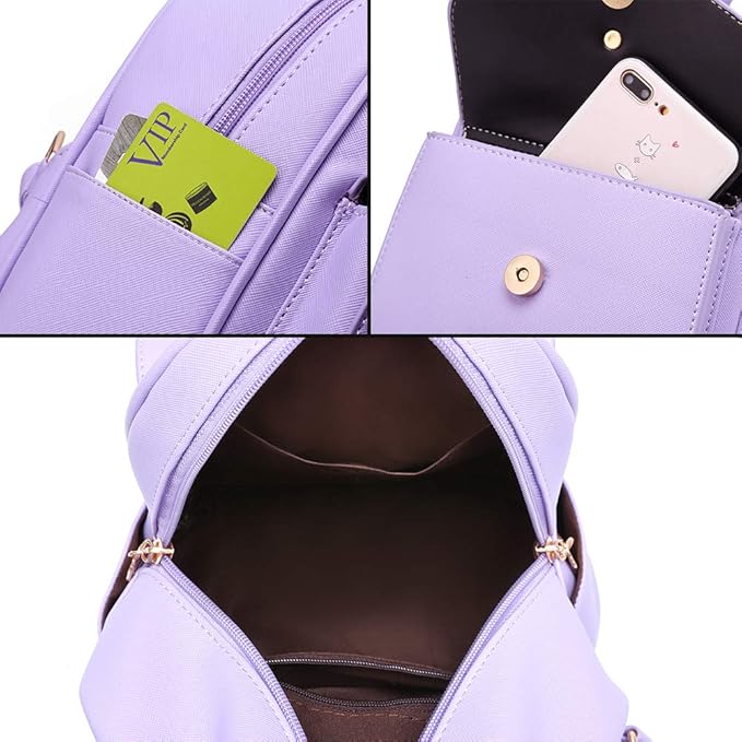 I IHAYNER Girls Bowknot Cute Leather Backpack Mini Backpack Purse for Women-BubblyBeeBaby