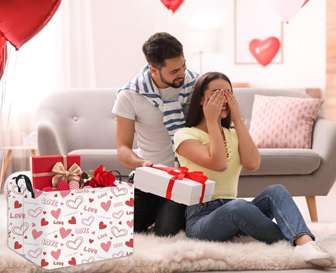 HIYAGON Rectangular Valentines Gift Basket - Pink Love Room Decor-BubblyBeeBaby