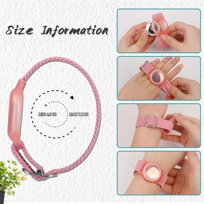 2 Pack Kids Bracelet Compatible with AirTag, GPS Kid Tracker Holder Braided Wristband for Apple Air Tag, 2022 Upgraded Nylon Adjustable Anti Lost Airtag Watch Band for Kids Children Elders-BubblyBeeBaby