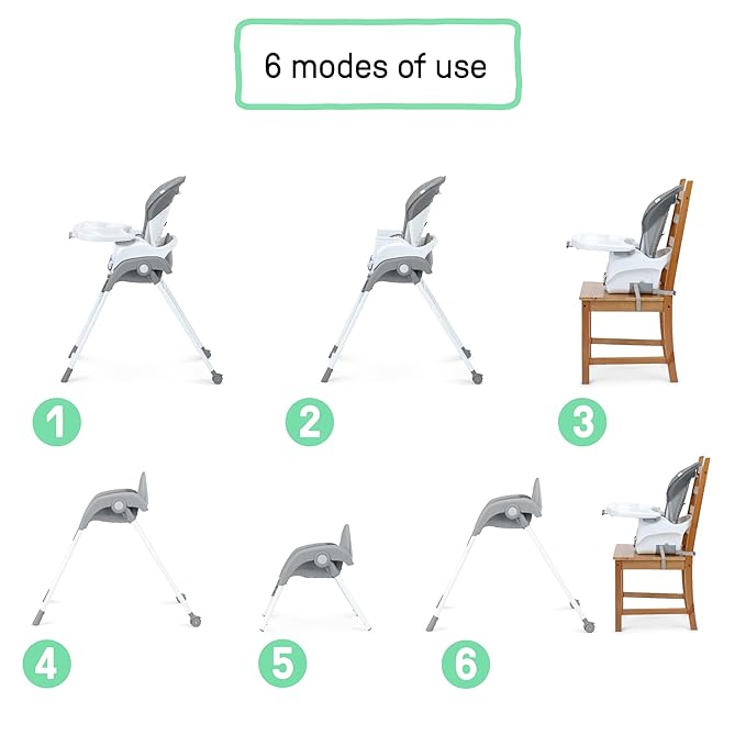 Ingenuity Trio Foldaway 6-in-1 Baby High Chair, 6 Ways to Use, Toddler Chair, Foldable Legs, 6M-5Y - Quill-BubblyBeeBaby