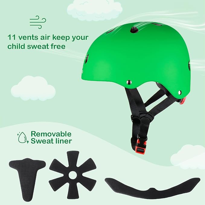 KAMUGO Kids Bike Helmet, Toddler Helmet for Ages 2-8 Boys Girls with Sports Protective Gear Set Knee Elbow Wrist Pads for Skateboard Cycling Scooter Rollerblading-BubblyBeeBaby