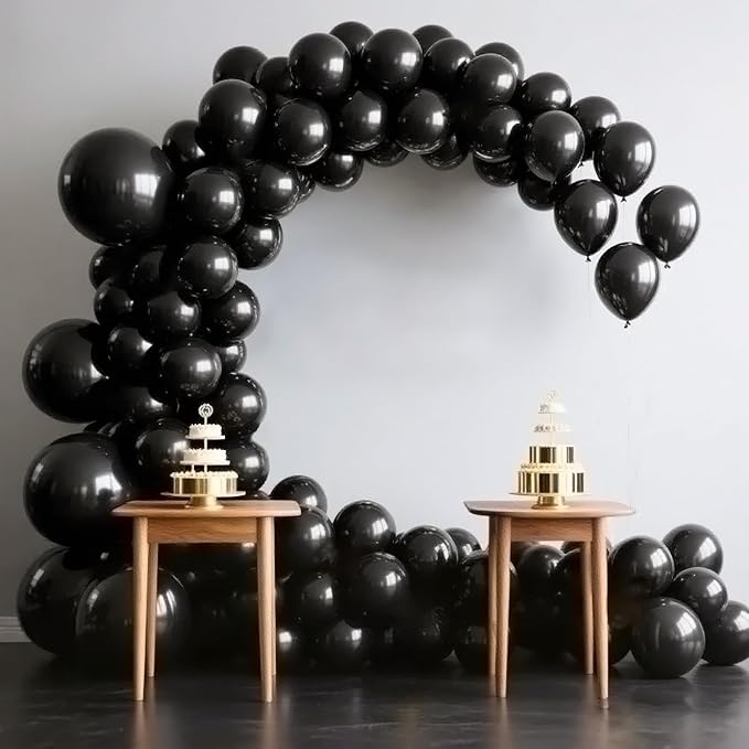 140pcs Metallic Black Round Balloons Different Sizes 18 12 10 5 Inch Latex Balloons for Arch Decoration Party Balloon Kit for Graduation Birthday Party Wedding Balloon Baby Shower Decoration-BubblyBeeBaby