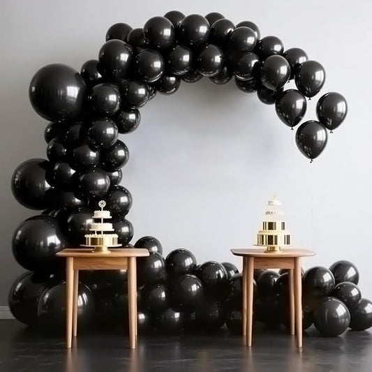 140pcs Metallic Black Round Balloons Different Sizes 18 12 10 5 Inch Latex Balloons for Arch Decoration Party Balloon Kit for Graduation Birthday Party Wedding Balloon Baby Shower Decoration-BubblyBeeBaby