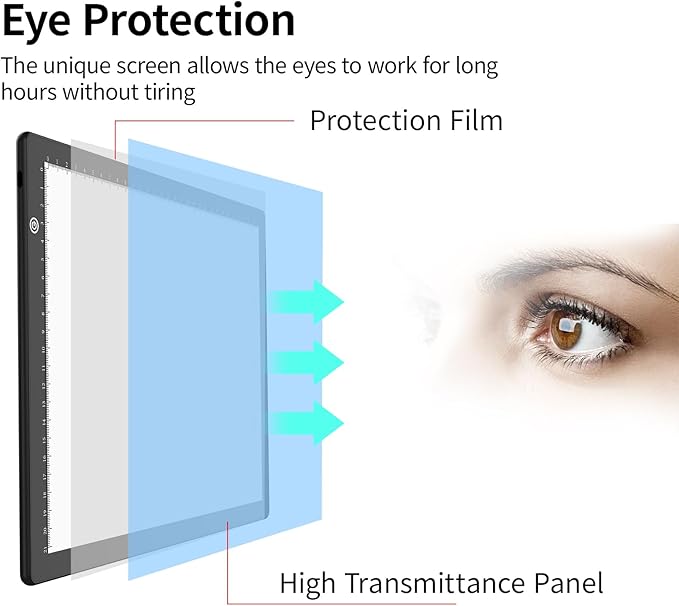 Elice A4 LED Tracing Light Box with 4 Clips, Ultra-Thin Diamond Art Light Board, Bright Light Pad, Lightbox for Tracing and Drawing, Artcraft Light Table for Weeding Vinyl, Diamond Painting, Sketching-BubblyBeeBaby