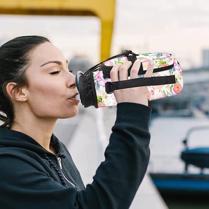 25/32/40/64oz Water Bottle Bag Holder Carrier-Insulated Crossbody Sling Case Sleeve with Strap & Pockets for Men Women Gym Cycling Travel Walking Hiking Camping-BubblyBeeBaby