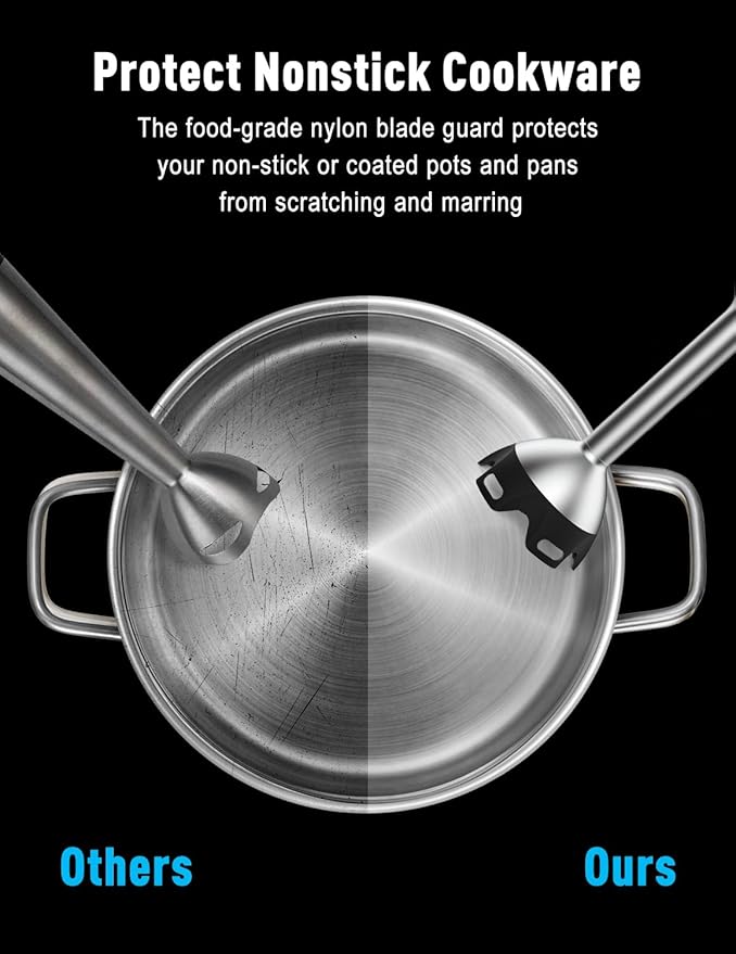 1000W Powerful Immersion Blender handheld, 2025 New Update Hand Blender with 25-Speed, Scratch-Resistant Corded Hand Mixer with Heavy-Duty Copper Brushless Motor and Gift Box-BubblyBeeBaby