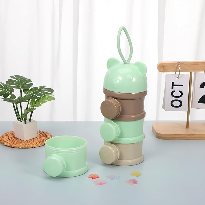 IMIKEYA Stackable Formula Dispenser - 4-Layer Milk Powder Container for Travel Light Green-BubblyBeeBaby