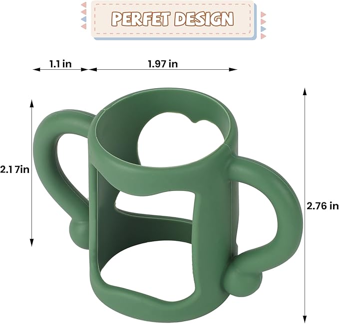 Bottle Handles for Dr. Brown's Narrow Baby, Wide-Neck, Removable Easy-Grip Transitional Sippy Cup Handles, 100% Silicone-BPA-Free Material, 4m+ (White, Green, Blue)-BubblyBeeBaby
