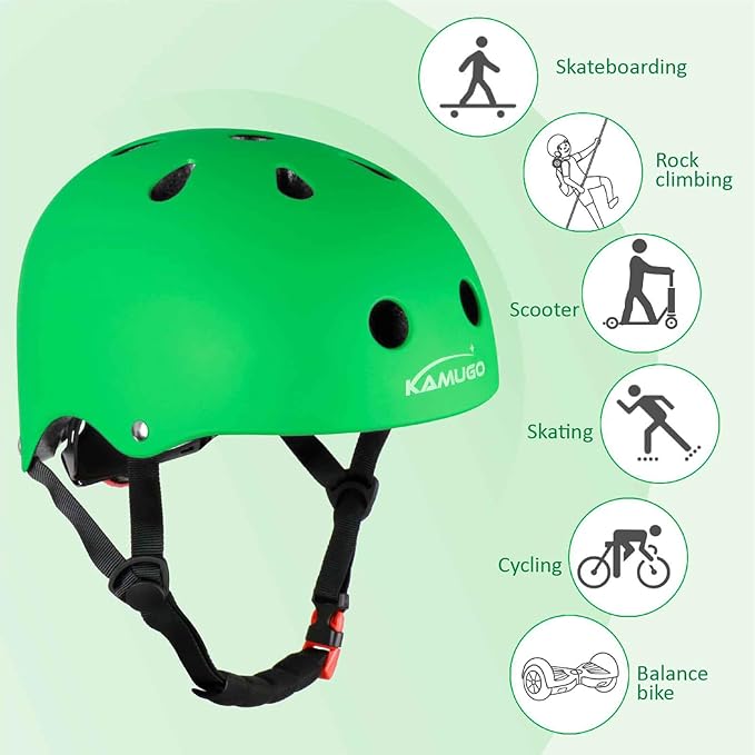 KAMUGO Kids Adjustable Helmet, with Sports Protective Gear Set Knee Elbow Wrist Pads for Toddler Age 2-8 Boys Girls, Bike Skateboard Hoverboard Scooter Rollerblading Helmet Set-BubblyBeeBaby