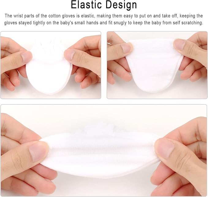 Newborn Baby Mittens No Scratch Cotton Elastic Wrist Gloves Infant Toddler Mittens for Baby Boy Girl 0-6 Months-BubblyBeeBaby