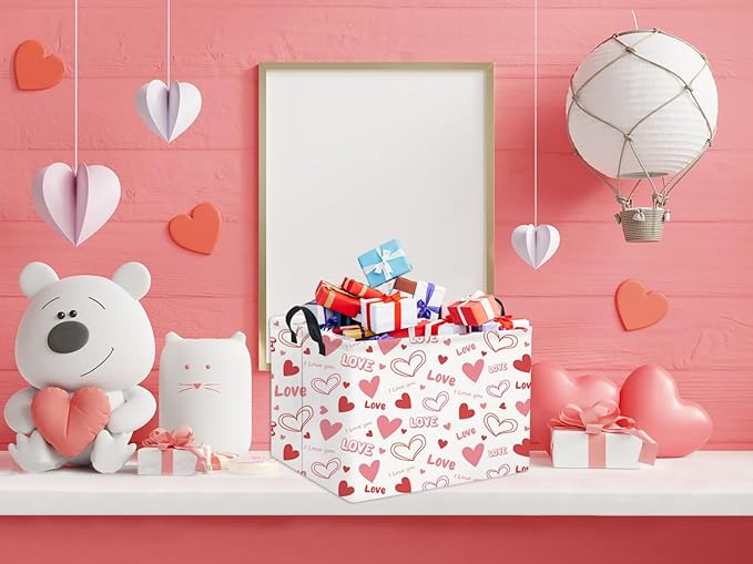 HIYAGON Rectangular Valentines Gift Basket - Pink Love Room Decor-BubblyBeeBaby
