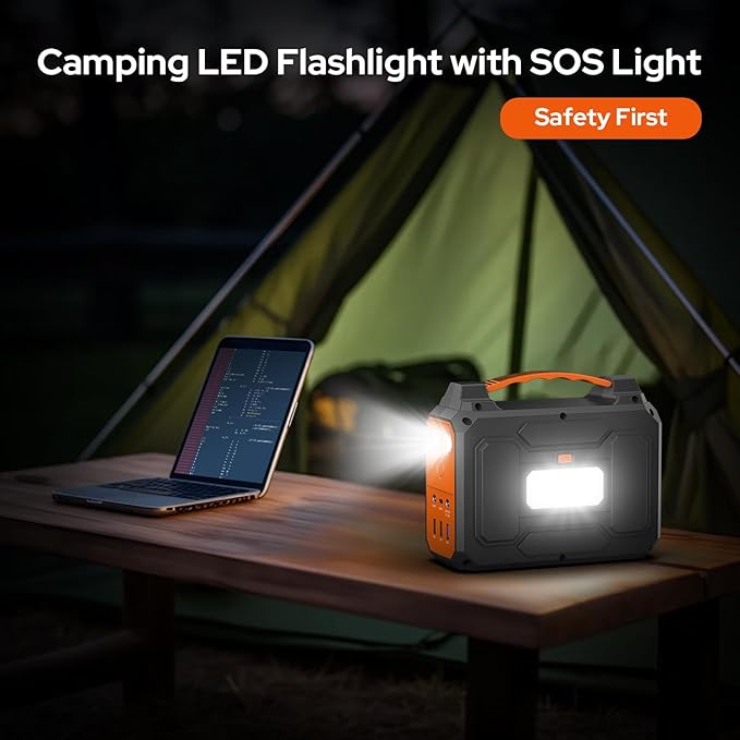 100W Portable Power Station with Foldable Solar Panel, 110V Power Bank with AC Outlet, Rechargeable Battery Generator Power supply for Outdoor, Camping, RV, Travel, Emergency Backup-BubblyBeeBaby