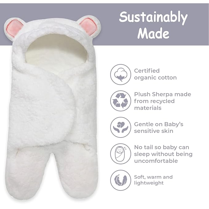 Jam Naturals- Baby Swaddle Blanket, Cute Bear Organic Receiving Swaddling Wrap, Newborn Baby Girl Soft Plush Registry Gift (Pink 0-3)-BubblyBeeBaby