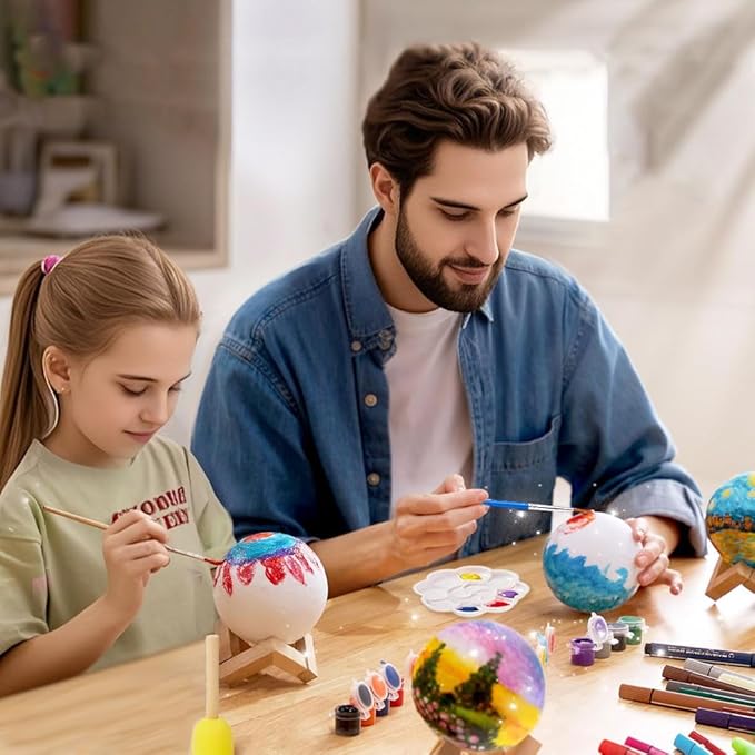 HOLA Paint Your Own Moon Lamp Kit, 2025 Update USB Rechargeable Remote Control, DIY Arts Supplies and Crafts Kit, Ages 6 7 8 9 10 11 12 13 Year Old Girls Boys Kids Birthday Gifts-BubblyBeeBaby