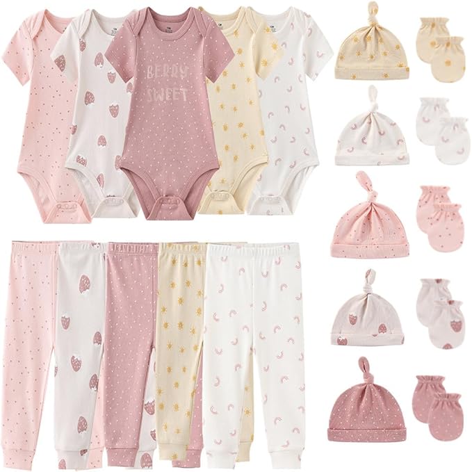 Kiddiezoom Unisex Baby Layette Essentials Giftset Clothing Set 19-Piece For Newborn Baby-BubblyBeeBaby