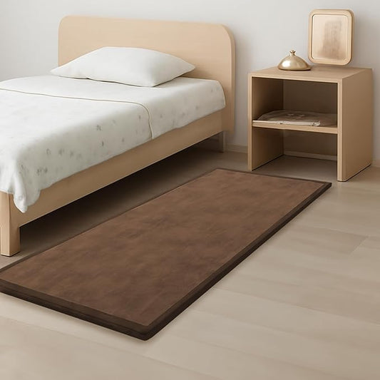 1.3" Thick Baby Play Mat for Floor, 28x72 Foam Tummy Time Mat, Padded Support Soft Plush Bedside Rugs for Infant Kids Toddler Crawling Kick Activity (Chocolate Brow)-BubblyBeeBaby