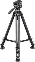 Leofoto LVC-253C+BV-20 Video Tripod, Twin Leg, Integrated Bowl, Leveling Base with Handle, 3 Leg Sections, Fluid Head Set, Lever Release Clamp