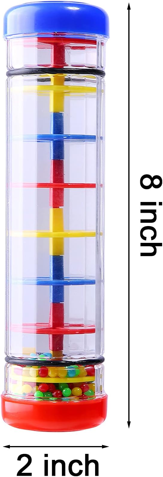 2 Pack Rainmaker Rain Stick Musical Instrument for Babies, Toddlers and Kids, 8 Inch Rainfall Rattle Tube Rainstick Shaker Toy-BubblyBeeBaby